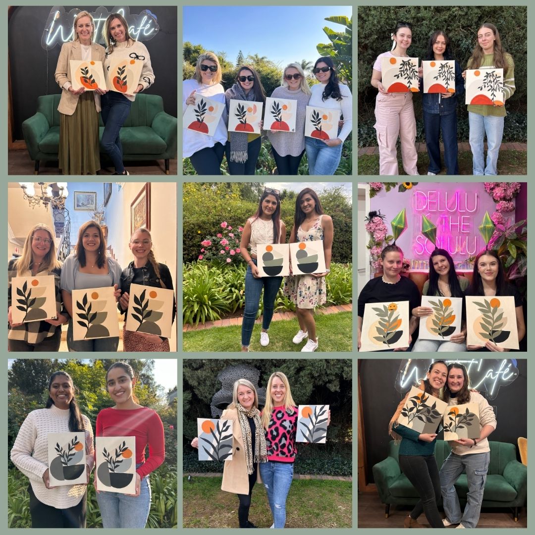 Pre-Order Set 2: Blue | Botanical Green Collection Sip & Paint Set | 3 Canvasses/3 Designs