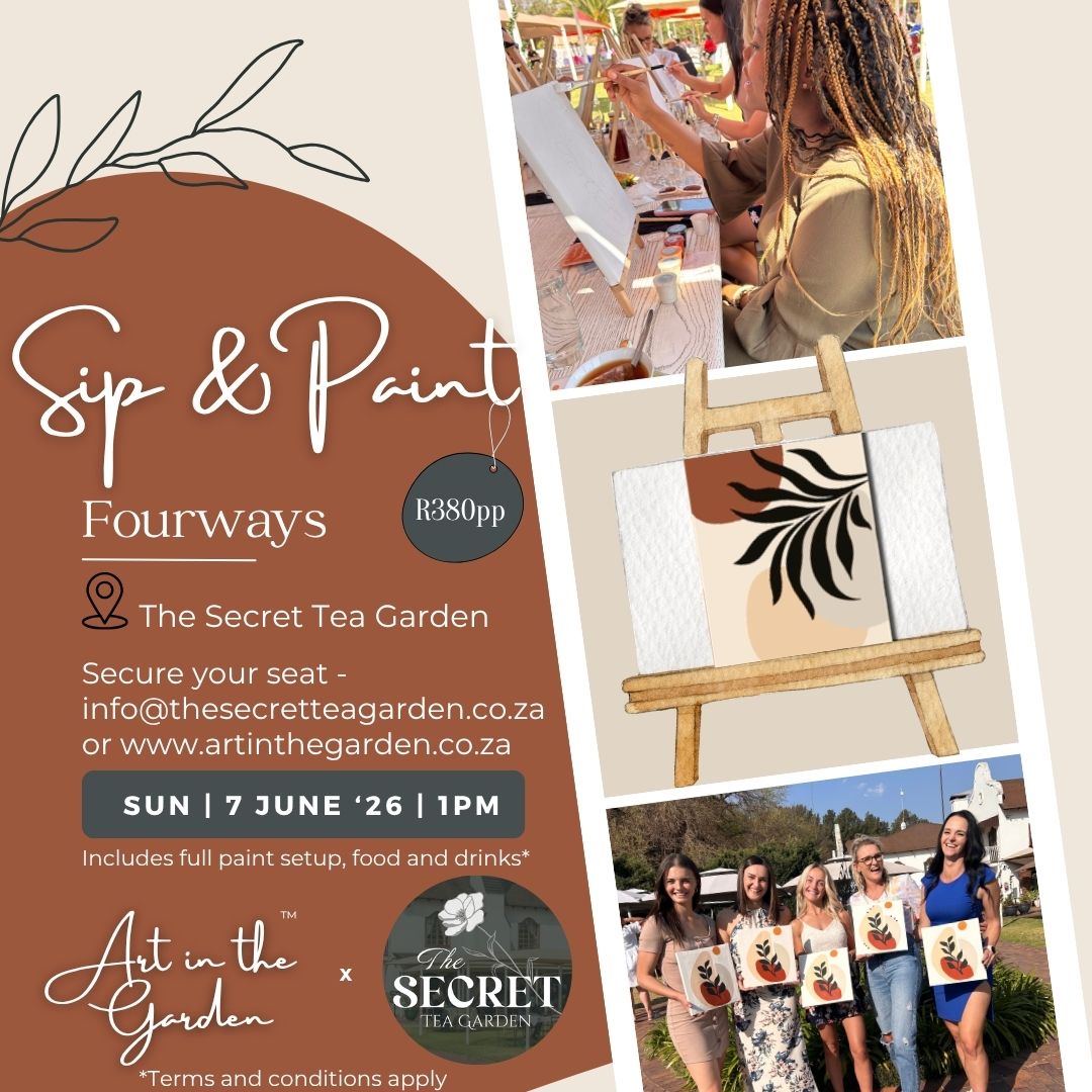 Sip & Paint (Sunday) 7 June '26 (1PM) at The Secret Tea Garden (Fourways)